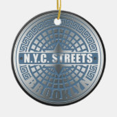 Manhole Cover Brooklyn Blue Keramik Ornament (Vorne)