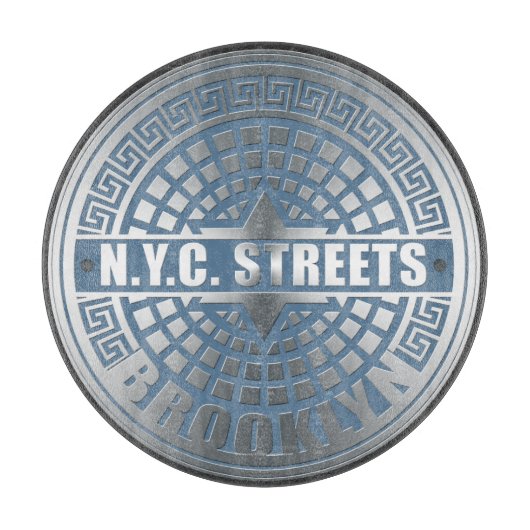 Manhole Cover Brooklyn Blue Schneidebrett (Vorderseite)