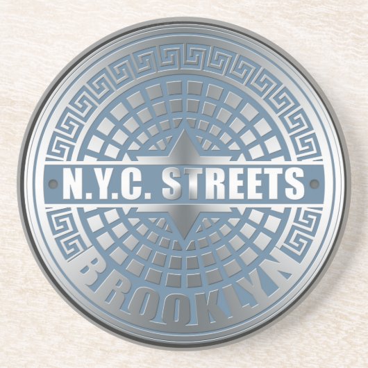 Manhole Cover Brooklyn Blue Untersetzer (Vorne)