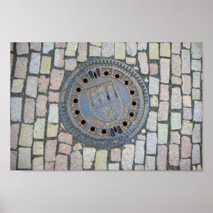 Manhole Cover, Prager Burg, Tschechische Republik Poster