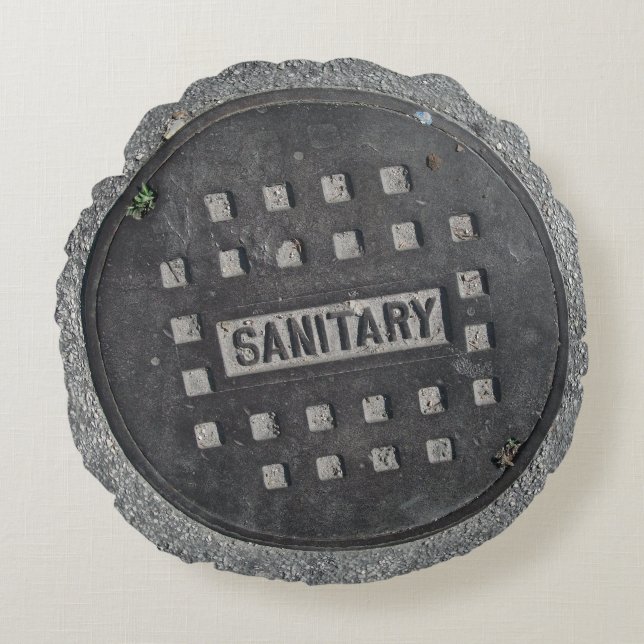 Manhole Cover Rundpilz Rundes Kissen (Vorderseite)