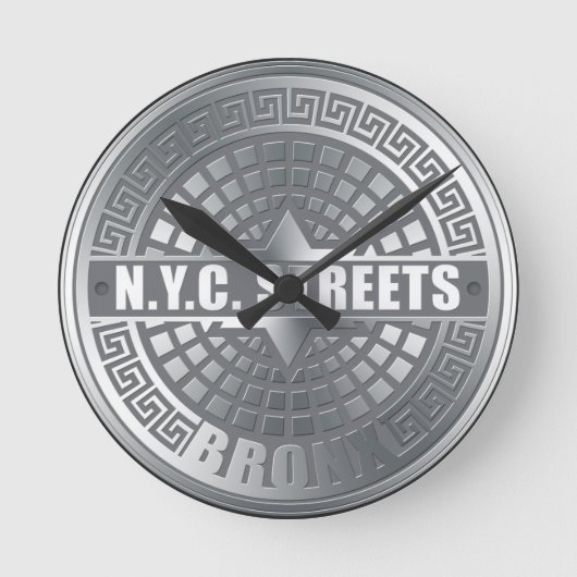 Manhole Covers Bronx Runde Wanduhr (Vorderseite)