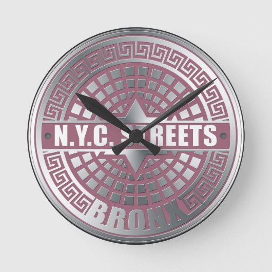 Manhole Covers Bronx Runde Wanduhr (Vorderseite)