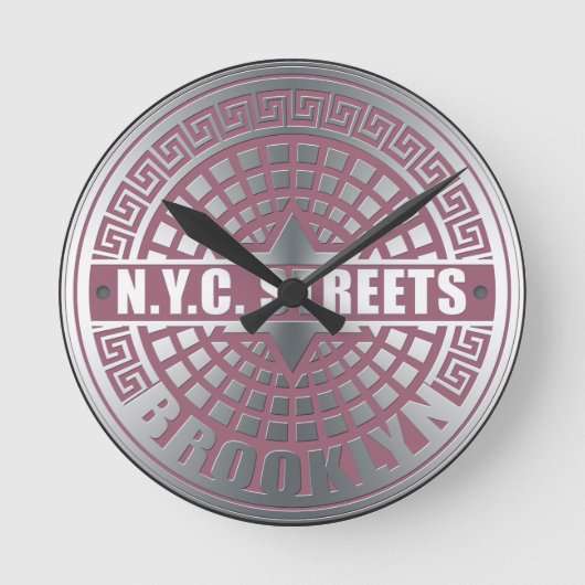 Manhole Covers Brooklyn Runde Wanduhr (Vorderseite)