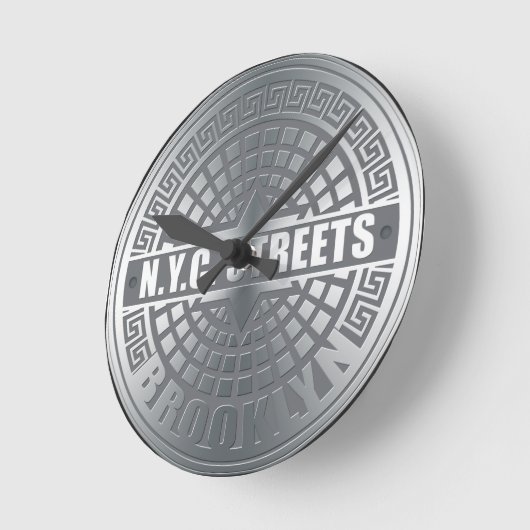 Manhole Covers Brooklyn Runde Wanduhr (Winkel)