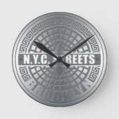 Manhole Covers Brooklyn Runde Wanduhr (Vorderseite)