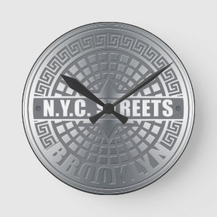 Manhole Covers Brooklyn Runde Wanduhr