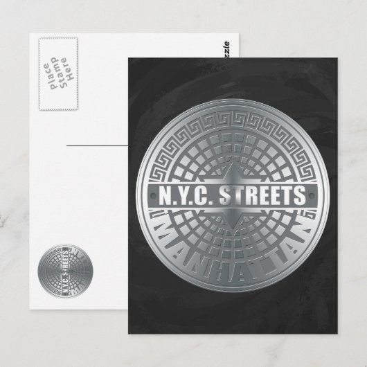 Manhole Covers Manhattan Postkarte (Vorne/Hinten)