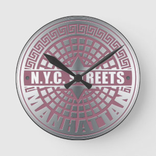 Manhole Covers Manhattan Runde Wanduhr