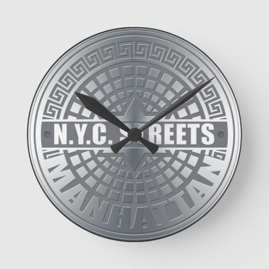 Manhole Covers Manhattan Runde Wanduhr (Vorderseite)