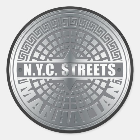 Manhole Covers Manhattan Runder Aufkleber (Vorderseite)