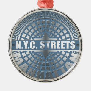 Manhole Covers Manhattan Silbernes Ornament