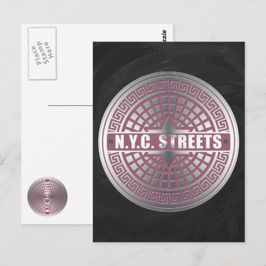 Manhole Covers NYC Postkarte (Vorne/Hinten)