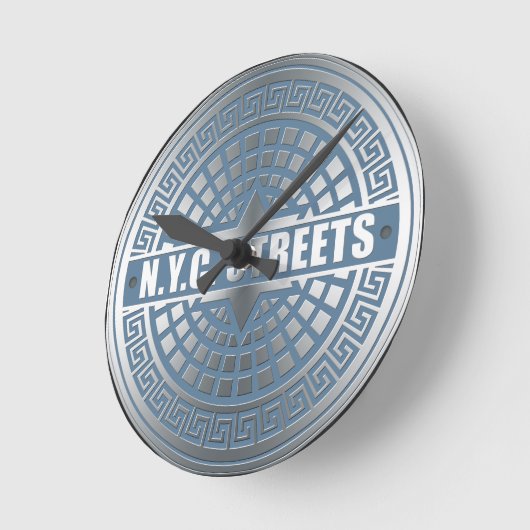 Manhole Covers NYC Runde Wanduhr (Winkel)