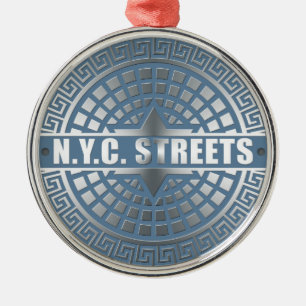 Manhole Covers NYC Silbernes Ornament