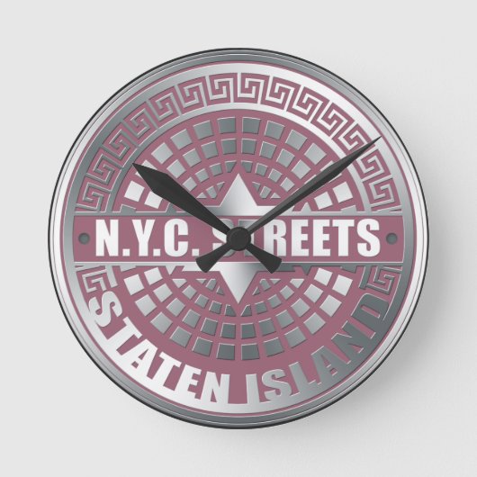 Manhole Covers Staten Island Runde Wanduhr (Vorderseite)