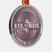 Manhole Covers Staten Island Silbernes Ornament (Rechts)