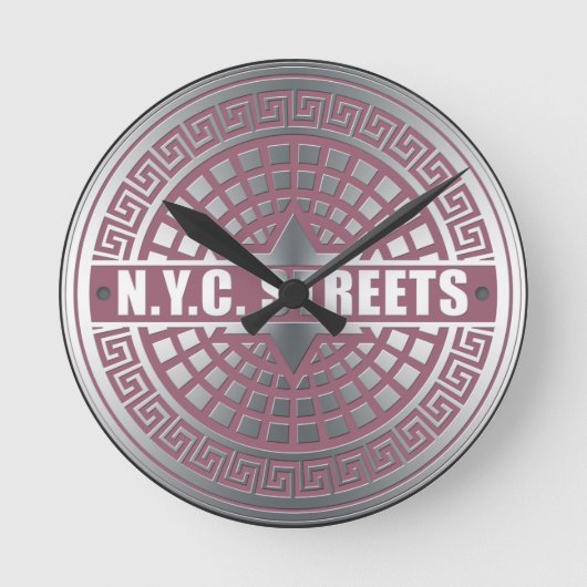 Manhole CoversNYC Runde Wanduhr (Vorderseite)