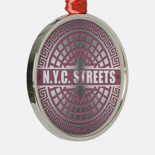 Manhole CoversNYC Silbernes Ornament (Rechts)