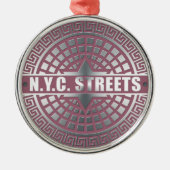Manhole CoversNYC Silbernes Ornament (Vorne)