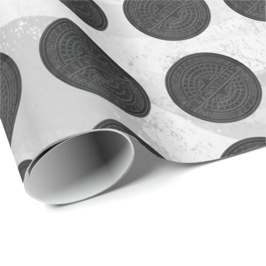 Manhole deckt schwarzen Marmor ab Geschenkpapier (Rolleneckpunkt)
