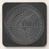 Manhole deckt schwarzen Marmor ab Getränkeuntersetzer (Vorderseite)