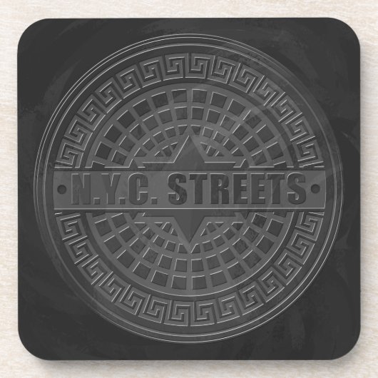 Manhole deckt schwarzen Marmor ab Getränkeuntersetzer (Vorderseite)