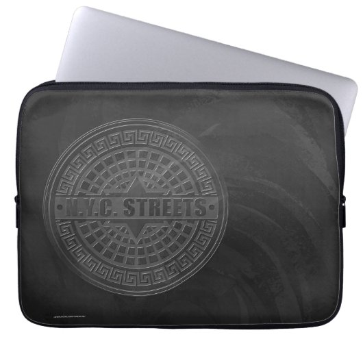 Manhole deckt schwarzen Marmor ab Laptopschutzhülle (Vorderseite)