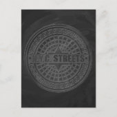Manhole deckt schwarzen Marmor ab Postkarte (Vorderseite)