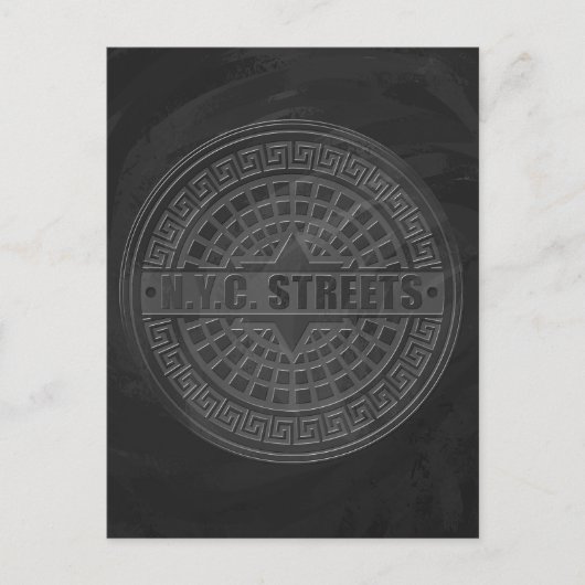 Manhole deckt schwarzen Marmor ab Postkarte (Vorderseite)