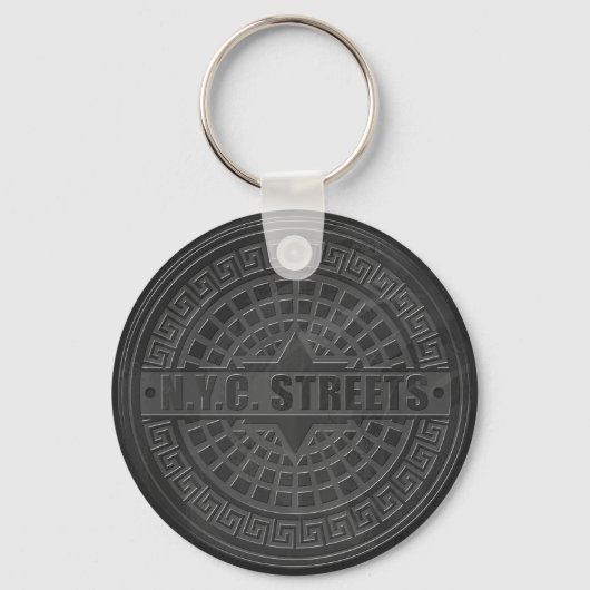 Manhole deckt schwarzen Marmor ab Schlüsselanhänger (Vorderseite)