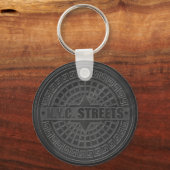 Manhole deckt schwarzen Marmor ab Schlüsselanhänger (Vorderseite)