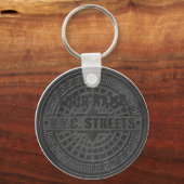 Manhole deckt schwarzen Marmor ab Schlüsselanhänger (Vorderseite)