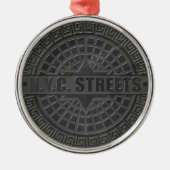 Manhole deckt schwarzen Marmor ab Silbernes Ornament (Vorne)