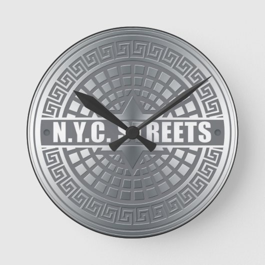 Manhole NYC Runde Wanduhr (Vorderseite)