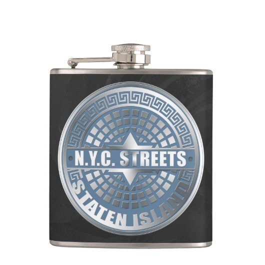 Manhole Staten Island Blue Flachmann (Vorderseite)