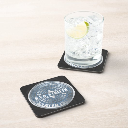 Manhole Staten Island Blue Getränkeuntersetzer (Rechte Seite)