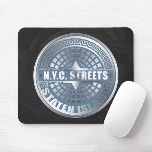 Manhole Staten Island Blue Mousepad (Mit Mouse)