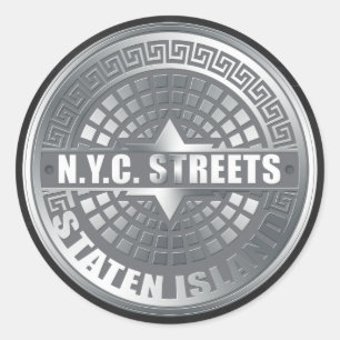 Manhole Staten Island Grau Runder Aufkleber