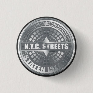 Manhole Staten Island Gray Button