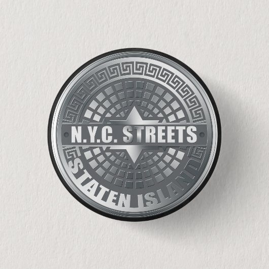 Manhole Staten Island Gray Button (Vorderseite)