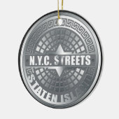 Manhole Staten Island Gray Keramik Ornament (Links)