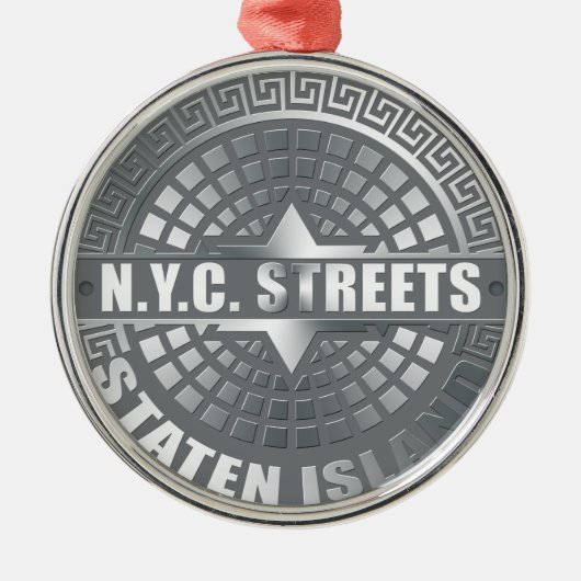 Manhole Staten Island Gray Ornament Aus Metall (Vorne)