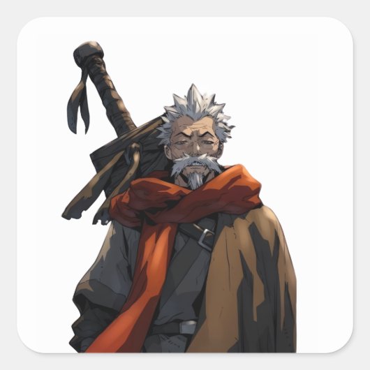 Manhwa alte Männer Quadratischer Aufkleber (Vorderseite)