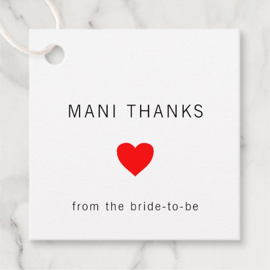 Mani Dank modernem Minimalistisches Brautparty Geschenkanhänger (Vorderseite)