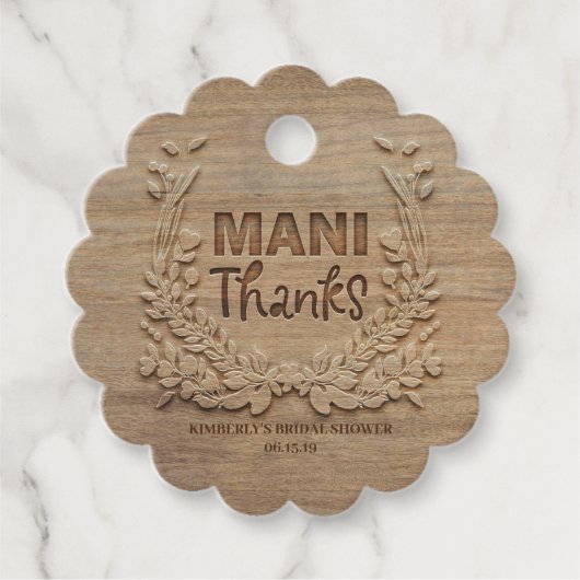 Mani Danke - Rustic Vielen Dank Geschenkanhänger (Vorderseite)