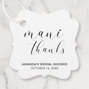 Mani Danke Schwarz Weiß Elegante Hochzeitsdusche Geschenkanhänger