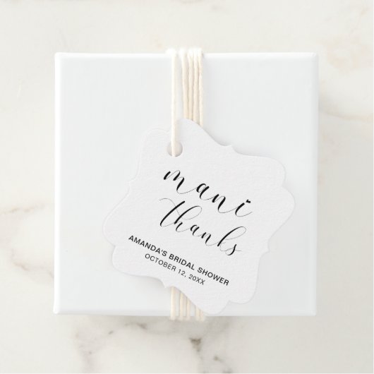 Mani Danke Schwarz-weißes elegantes Brautparty Geschenkanhänger (Beispiel)