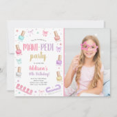 Mani-Pedi Party Manicure and Pedicure Bow Birthday Einladung (Vorderseite)