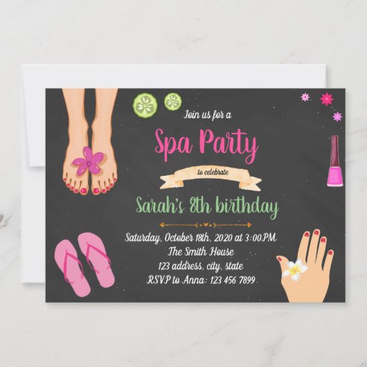 Mani pedi Wellness-Center Party Einladung (Vorderseite)